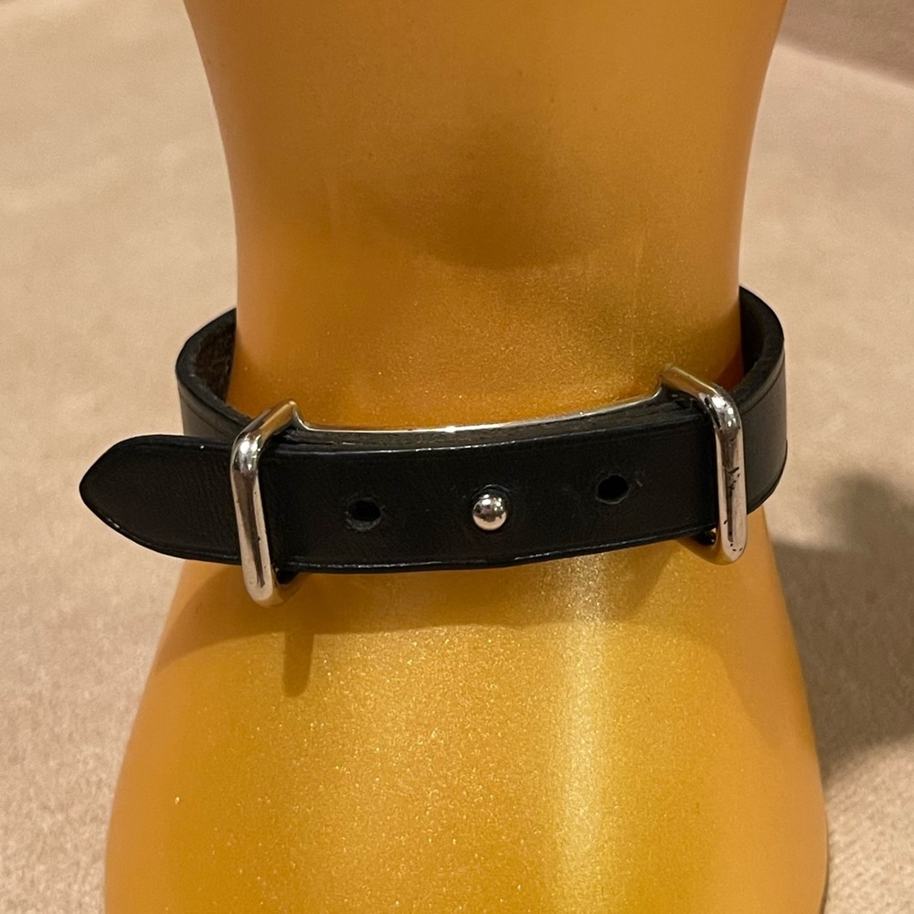 Hermès Black Calfskin Leather Bracelet with Palladium Plated Hardware